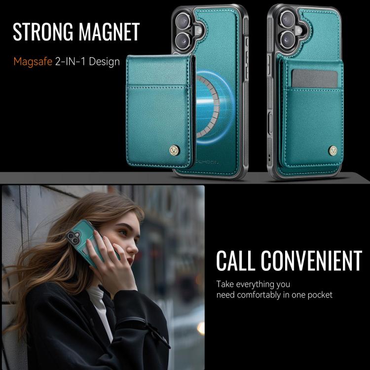 For iPhone 17 JEEHOOD J06 British Style RFID MagSafe Card Bag PU Phone Case