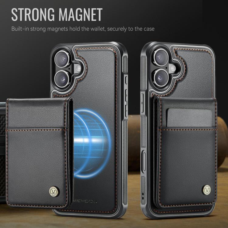 For iPhone 17 JEEHOOD J06 British Style RFID MagSafe Card Bag PU Phone Case