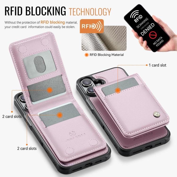 For iPhone 17 JEEHOOD J06 British Style RFID MagSafe Card Bag PU Phone Case
