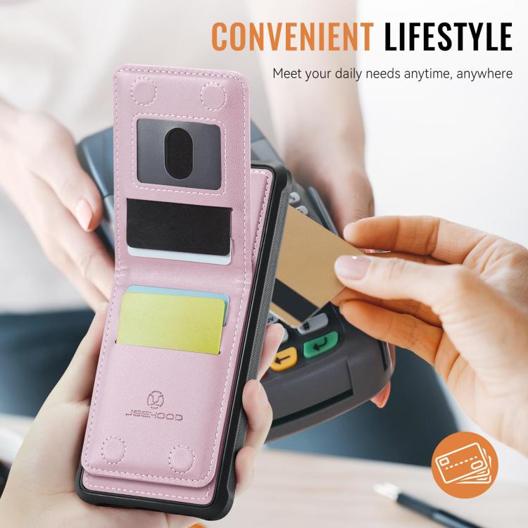 For iPhone 17 JEEHOOD J06 British Style RFID MagSafe Card Bag PU Phone Case