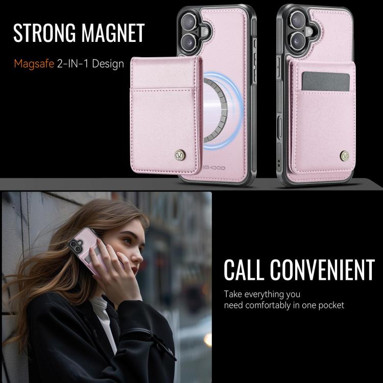For iPhone 17 JEEHOOD J06 British Style RFID MagSafe Card Bag PU Phone Case