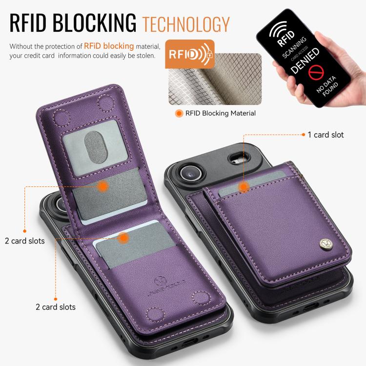 For iPhone Air JEEHOOD J06 British Style RFID MagSafe Card Bag PU Phone Case