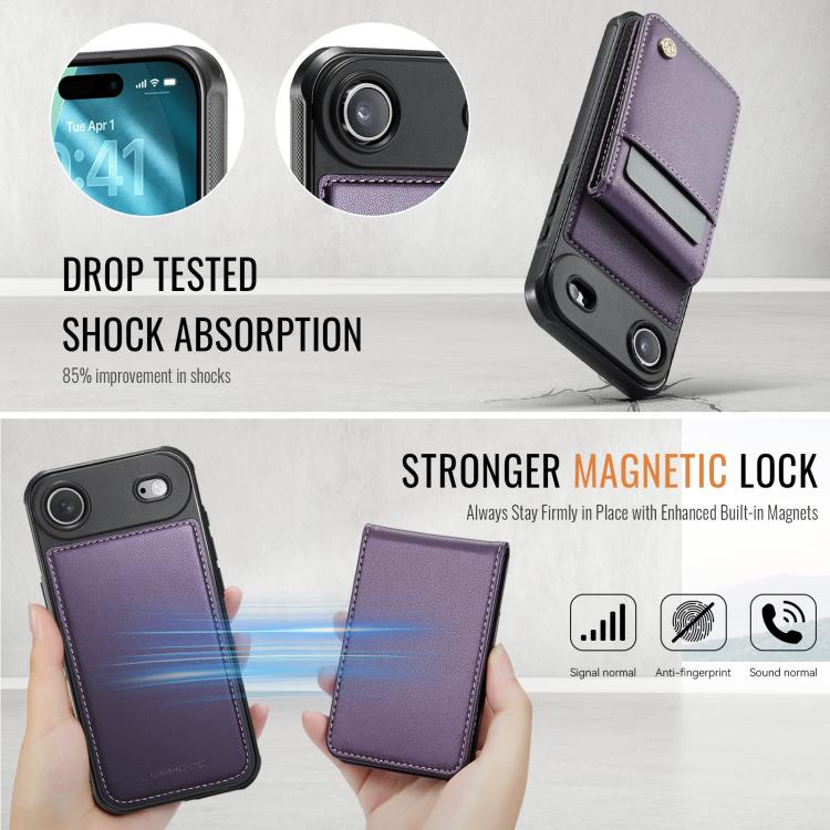 For iPhone Air JEEHOOD J06 British Style RFID MagSafe Card Bag PU Phone Case