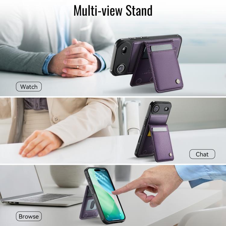 For iPhone Air JEEHOOD J06 British Style RFID MagSafe Card Bag PU Phone Case
