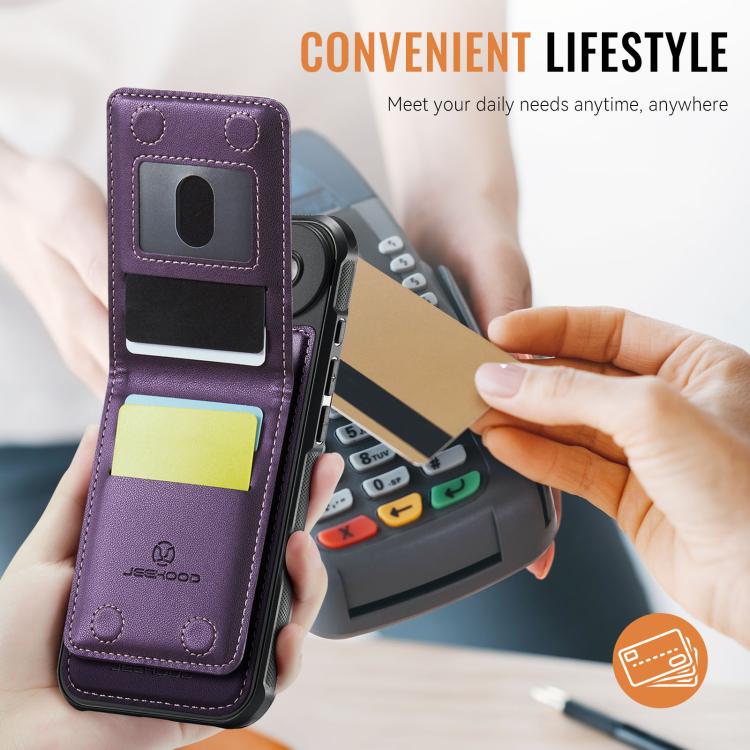 For iPhone Air JEEHOOD J06 British Style RFID MagSafe Card Bag PU Phone Case