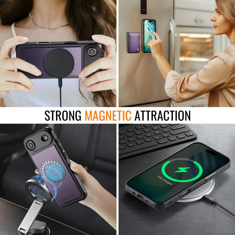 For iPhone Air JEEHOOD J06 British Style RFID MagSafe Card Bag PU Phone Case