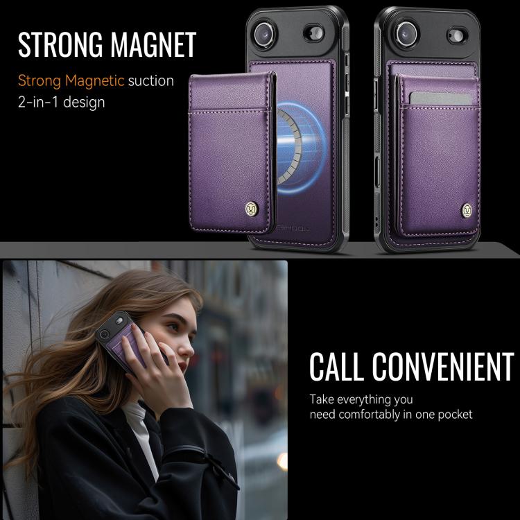For iPhone Air JEEHOOD J06 British Style RFID MagSafe Card Bag PU Phone Case