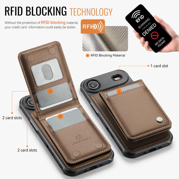 For iPhone Air JEEHOOD J06 British Style RFID MagSafe Card Bag PU Phone Case