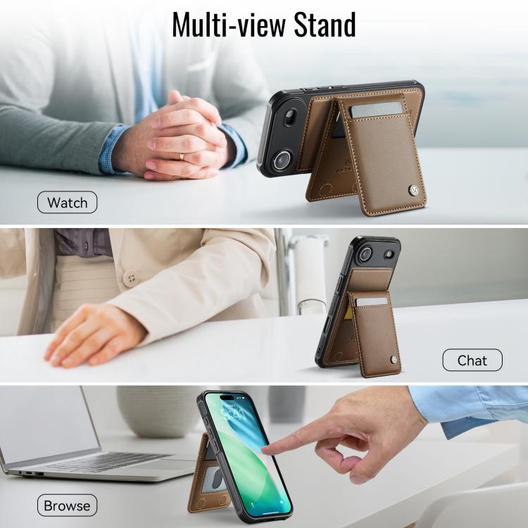 For iPhone Air JEEHOOD J06 British Style RFID MagSafe Card Bag PU Phone Case