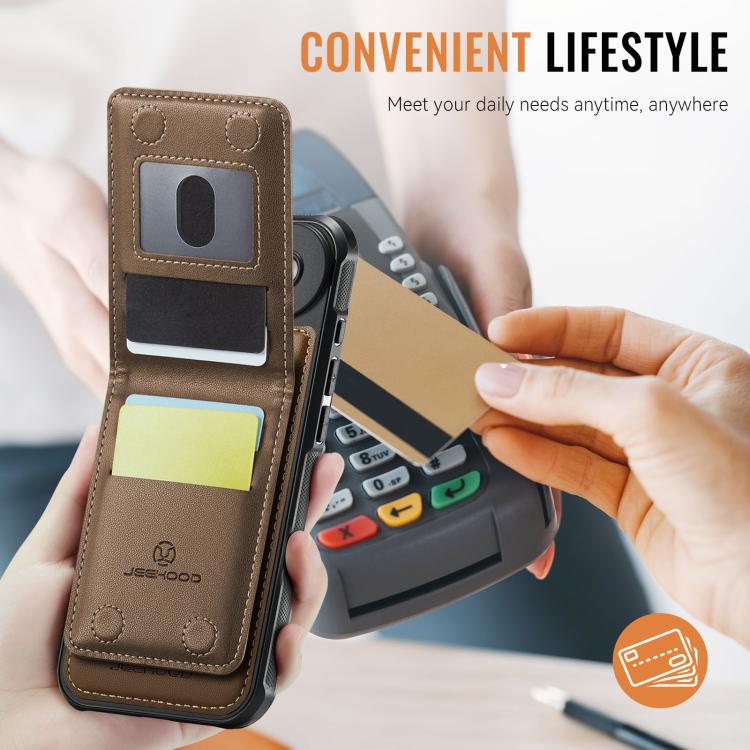 For iPhone Air JEEHOOD J06 British Style RFID MagSafe Card Bag PU Phone Case
