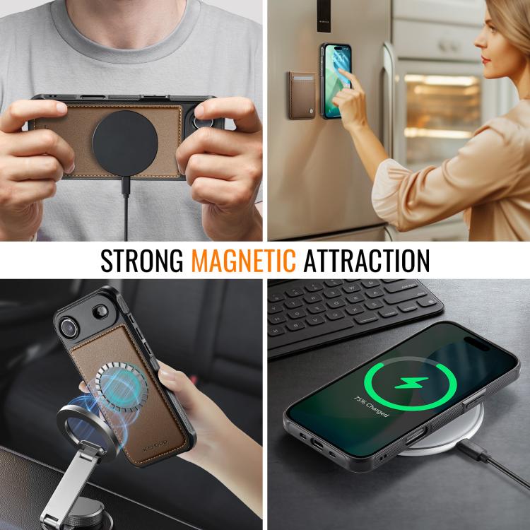 For iPhone Air JEEHOOD J06 British Style RFID MagSafe Card Bag PU Phone Case