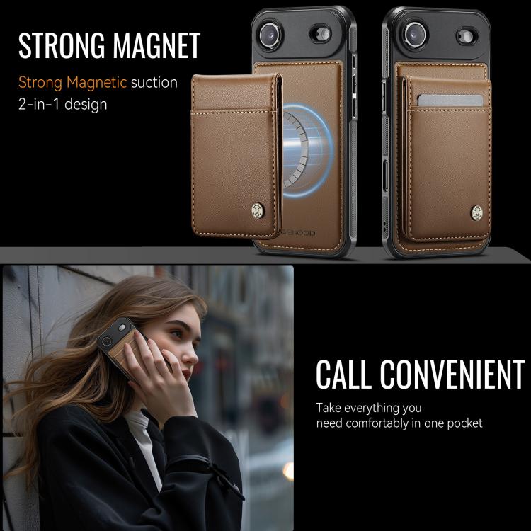 For iPhone Air JEEHOOD J06 British Style RFID MagSafe Card Bag PU Phone Case