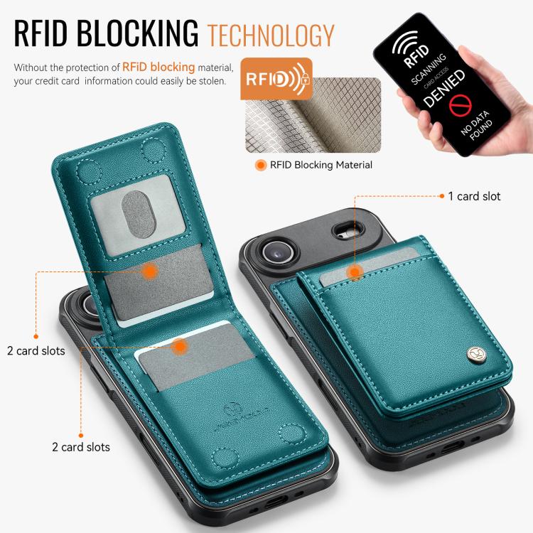 For iPhone Air JEEHOOD J06 British Style RFID MagSafe Card Bag PU Phone Case