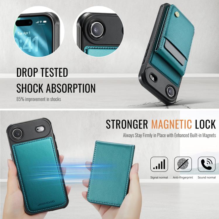 For iPhone Air JEEHOOD J06 British Style RFID MagSafe Card Bag PU Phone Case