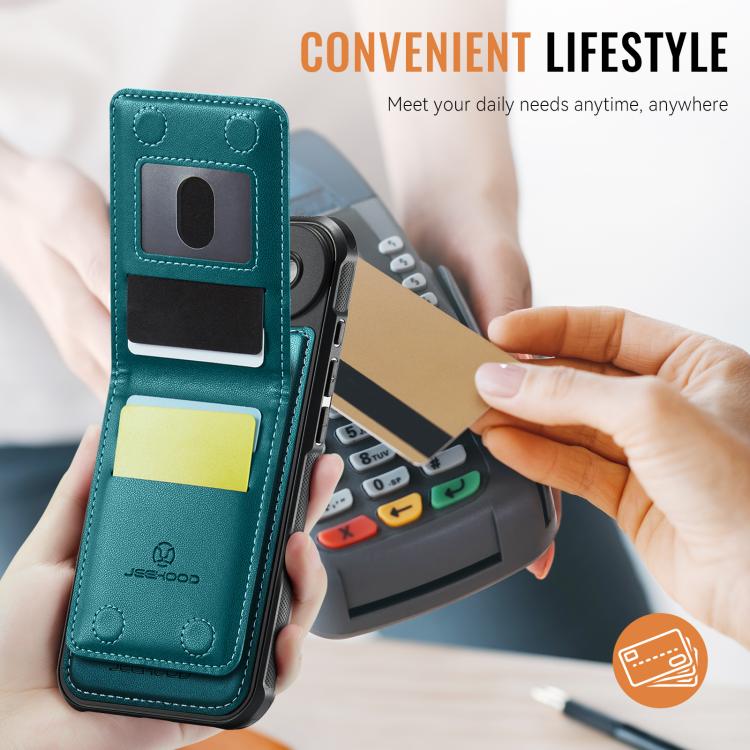 For iPhone Air JEEHOOD J06 British Style RFID MagSafe Card Bag PU Phone Case