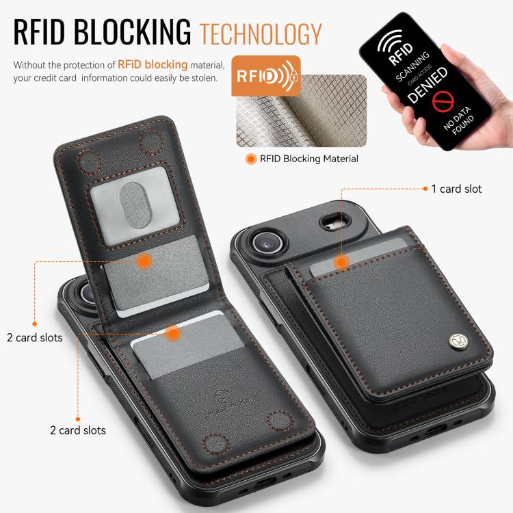 For iPhone Air JEEHOOD J06 British Style RFID MagSafe Card Bag PU Phone Case
