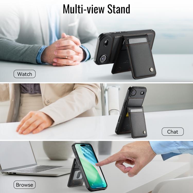 For iPhone Air JEEHOOD J06 British Style RFID MagSafe Card Bag PU Phone Case