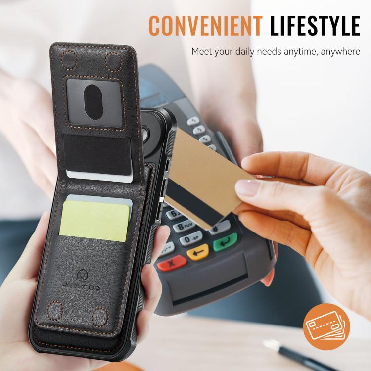 For iPhone Air JEEHOOD J06 British Style RFID MagSafe Card Bag PU Phone Case