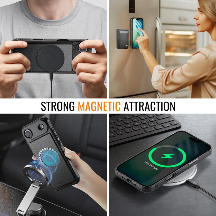 For iPhone Air JEEHOOD J06 British Style RFID MagSafe Card Bag PU Phone Case
