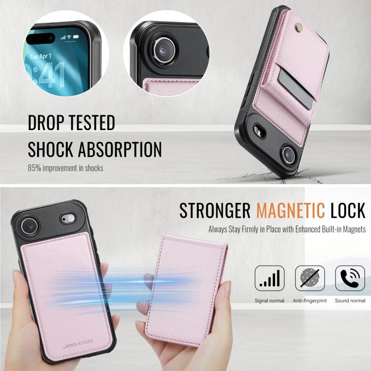 For iPhone Air JEEHOOD J06 British Style RFID MagSafe Card Bag PU Phone Case