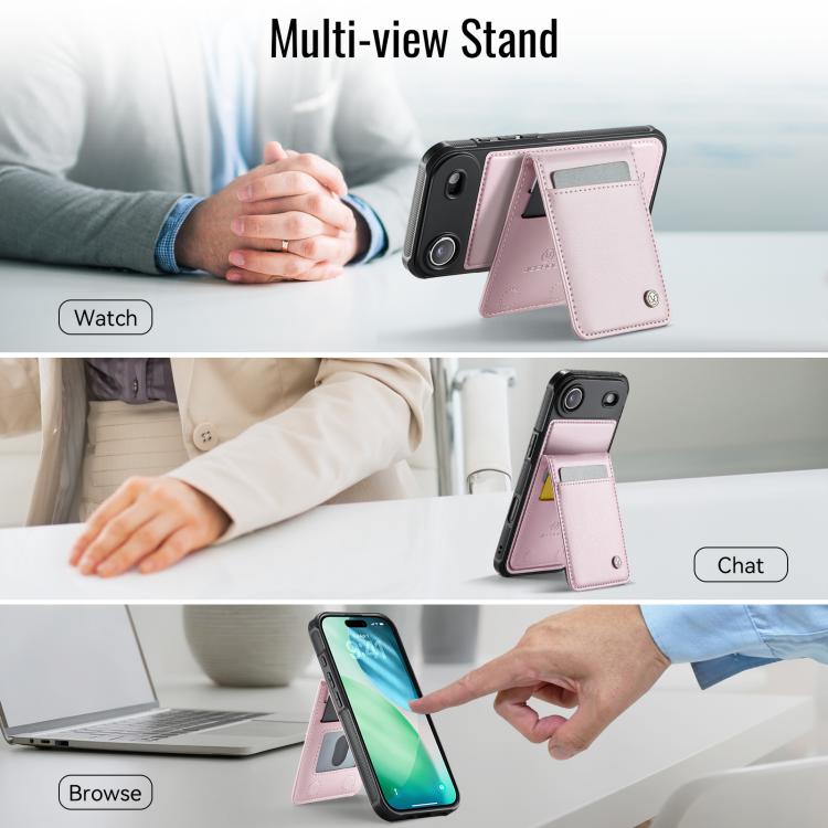 For iPhone Air JEEHOOD J06 British Style RFID MagSafe Card Bag PU Phone Case