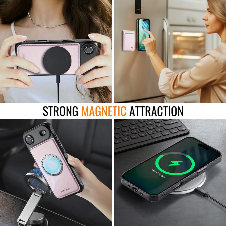 For iPhone Air JEEHOOD J06 British Style RFID MagSafe Card Bag PU Phone Case