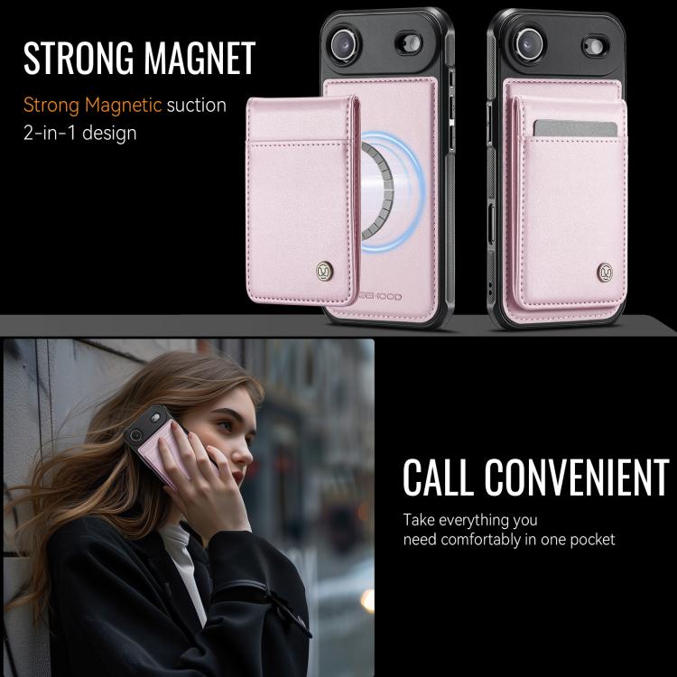 For iPhone Air JEEHOOD J06 British Style RFID MagSafe Card Bag PU Phone Case