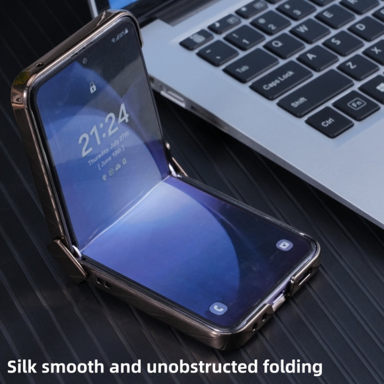 For Samsung Galaxy Z Flip5 Three Parts MagSafe Litchi Texture Fold Phone Case