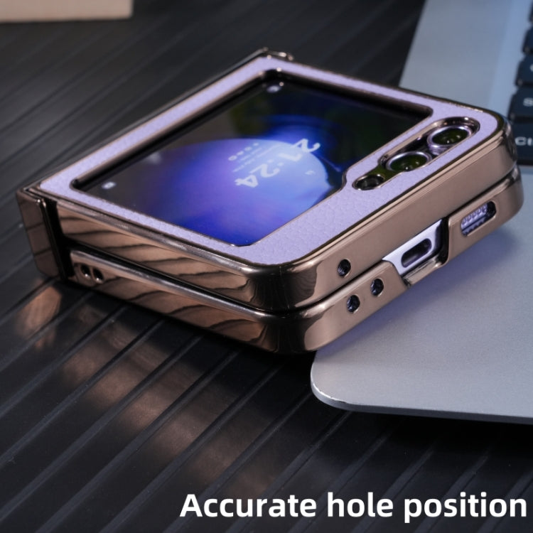 For Samsung Galaxy Z Flip5 Three Parts MagSafe Litchi Texture Fold Phone Case
