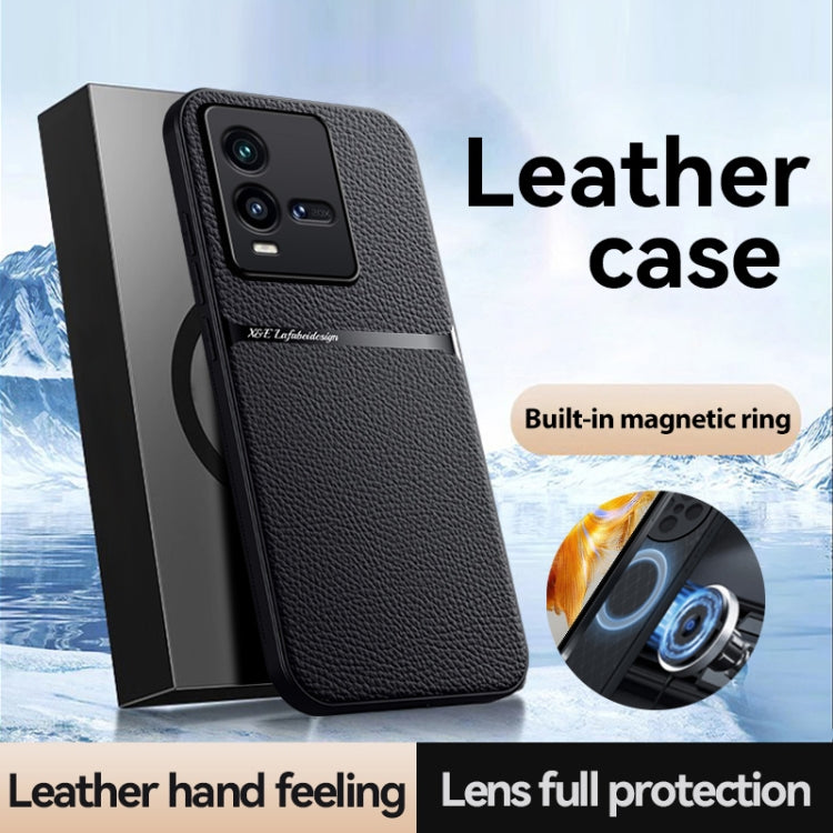 For vivo iQOO 10 Litchi Leather Magnetic Full Coverage Shockproof Phone Case