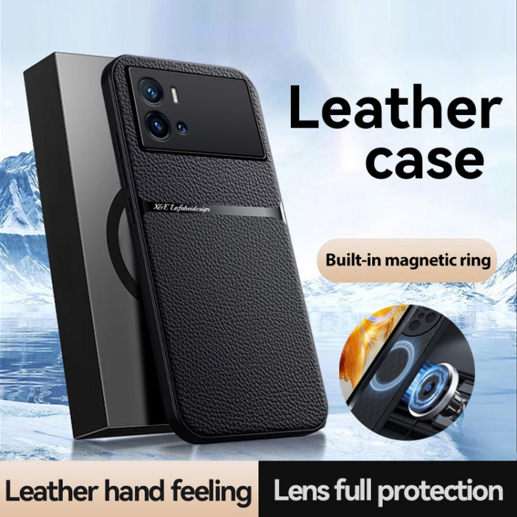 For vivo iQOO 9 Litchi Leather Magnetic Full Coverage Shockproof Phone Case
