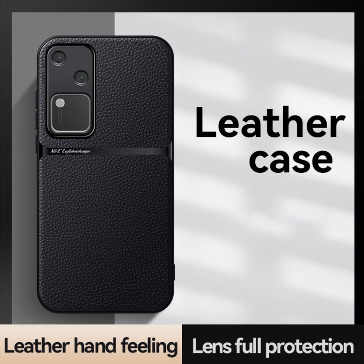 For vivo S18 / vivo V30 Litchi Leather Magnetic Full Coverage Shockproof Phone Case