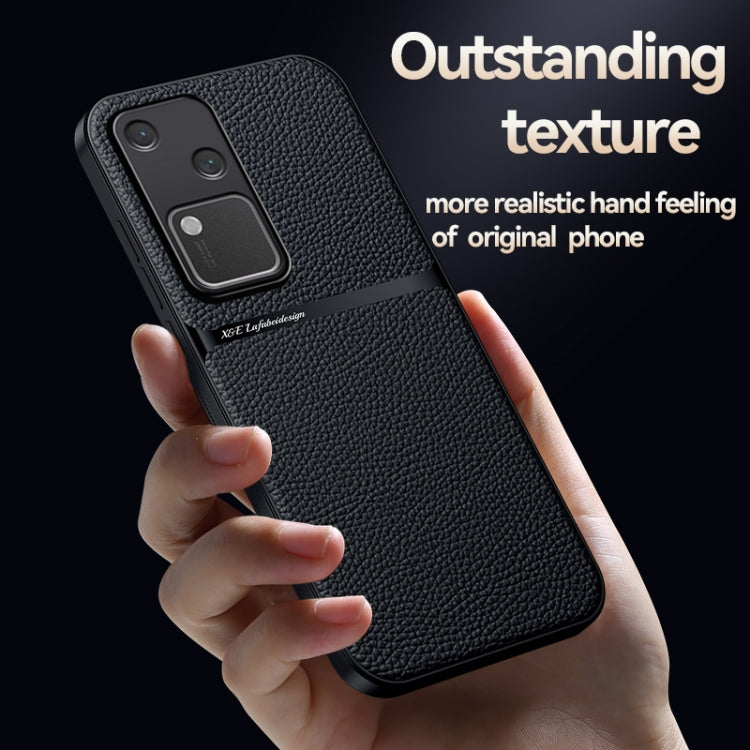 For vivo S18 / vivo V30 Litchi Leather Magnetic Full Coverage Shockproof Phone Case