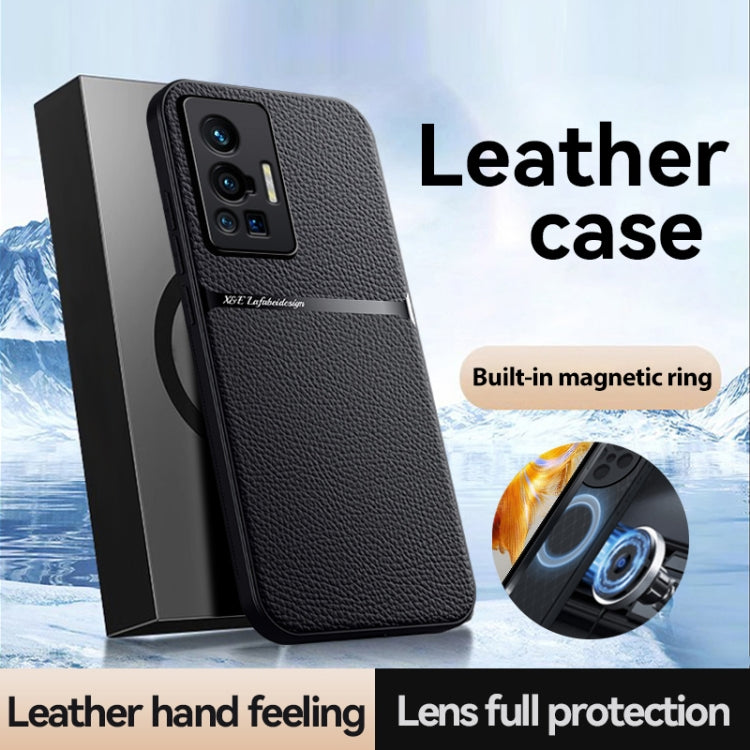 For vivo X70 Pro Litchi Leather Magnetic Full Coverage Shockproof Phone Case
