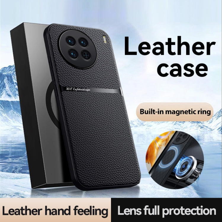 For vivo X90 Litchi Leather Magnetic Full Coverage Shockproof Phone Case