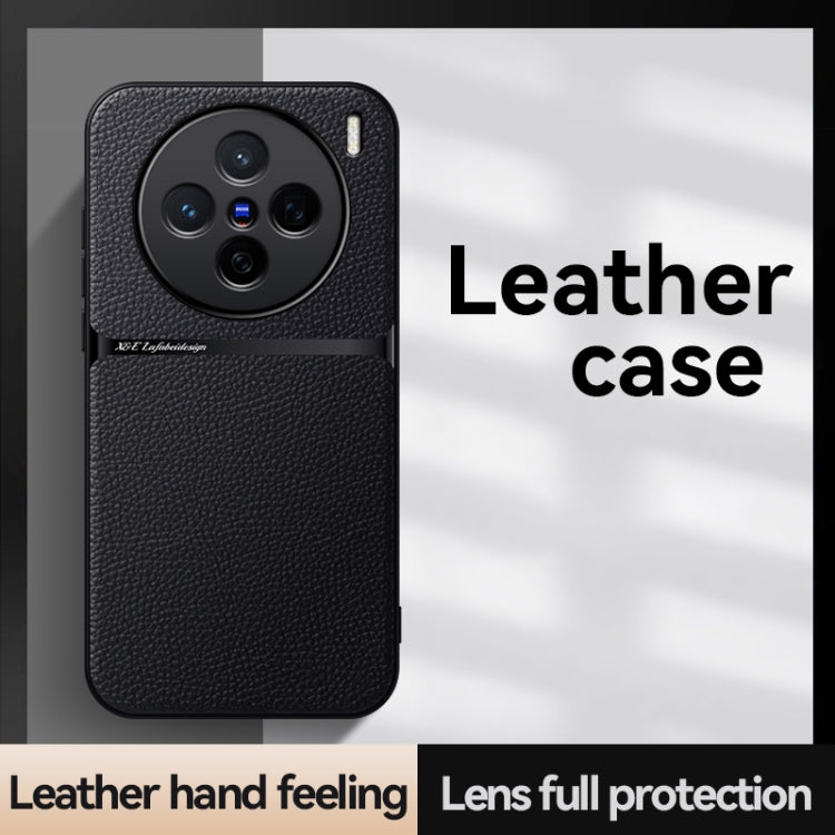 For vivo X200 Pro Litchi Leather Magnetic Full Coverage Shockproof Phone Case