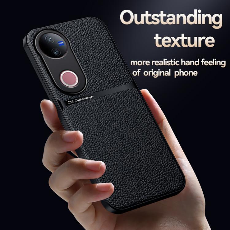 For vivo V50 Litchi Leather Magnetic Full Coverage Shockproof Phone Case