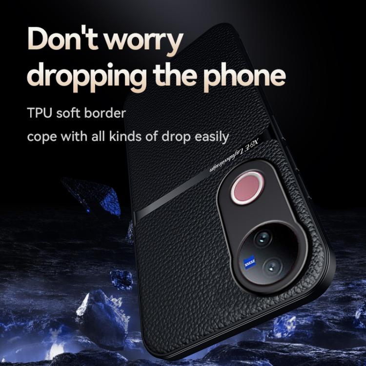 For vivo V50 Litchi Leather Magnetic Full Coverage Shockproof Phone Case