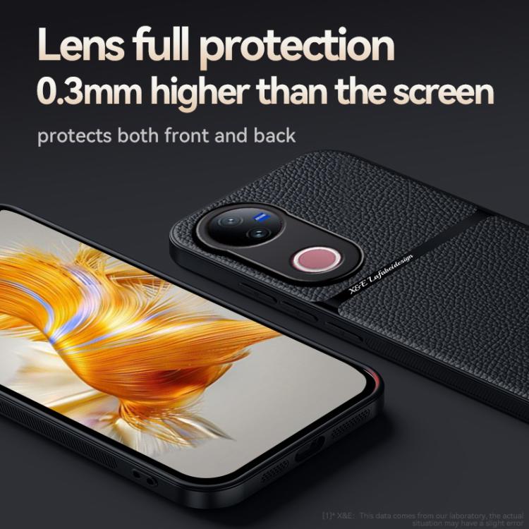For vivo V50 Litchi Leather Magnetic Full Coverage Shockproof Phone Case
