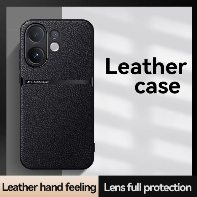For vivo V60 5G Litchi Leather Magnetic Full Coverage Shockproof Phone Case