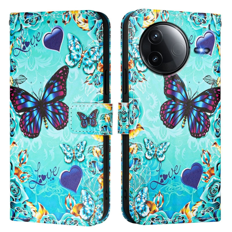For Redmi K80 / K80 Pro Colored Drawing Pattern Plain Weave Leather Phone Case