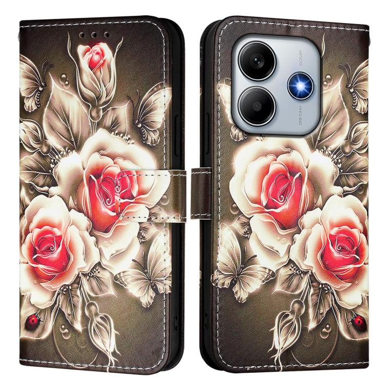 For Redmi Note 14 4G 163.25mm Colored Drawing Pattern Plain Weave Leather Phone Case