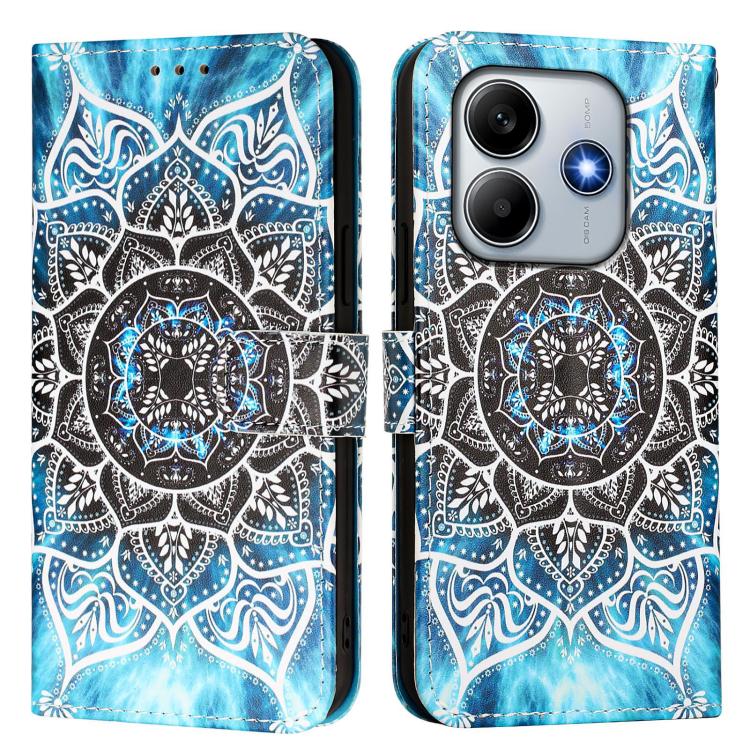 For Redmi Note 14 4G 163.25mm Colored Drawing Pattern Plain Weave Leather Phone Case