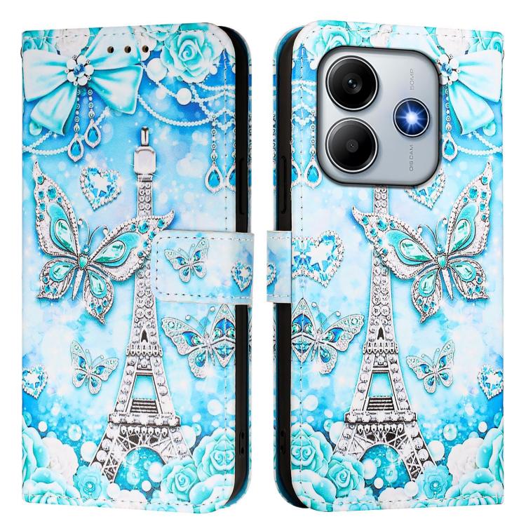 For Redmi Note 14 4G 163.25mm Colored Drawing Pattern Plain Weave Leather Phone Case