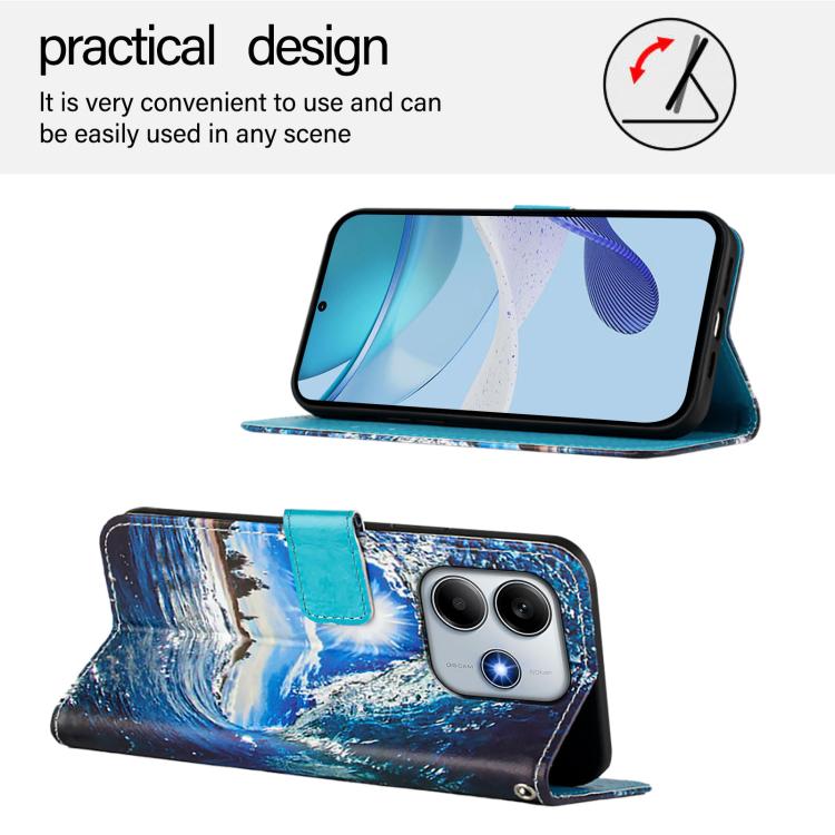 For Redmi Note 14 4G 163.25mm Colored Drawing Pattern Plain Weave Leather Phone Case