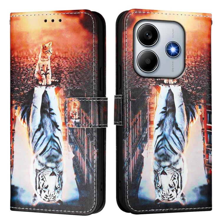 For Redmi Note 14 4G 163.25mm Colored Drawing Pattern Plain Weave Leather Phone Case