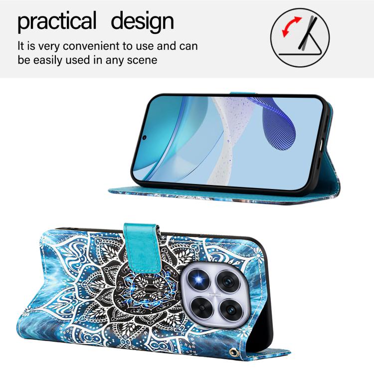 For Redmi Note 14 Pro 4G Colored Drawing Pattern Plain Weave Leather Phone Case