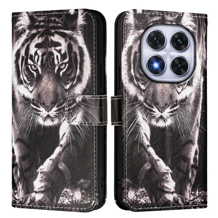 For Redmi Note 14 Pro 4G Colored Drawing Pattern Plain Weave Leather Phone Case