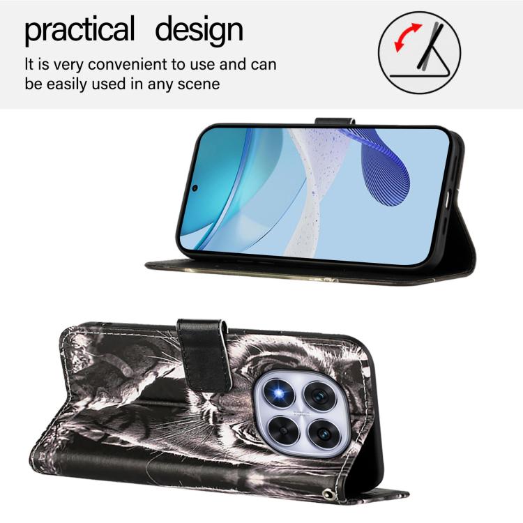For Redmi Note 14 Pro 4G Colored Drawing Pattern Plain Weave Leather Phone Case