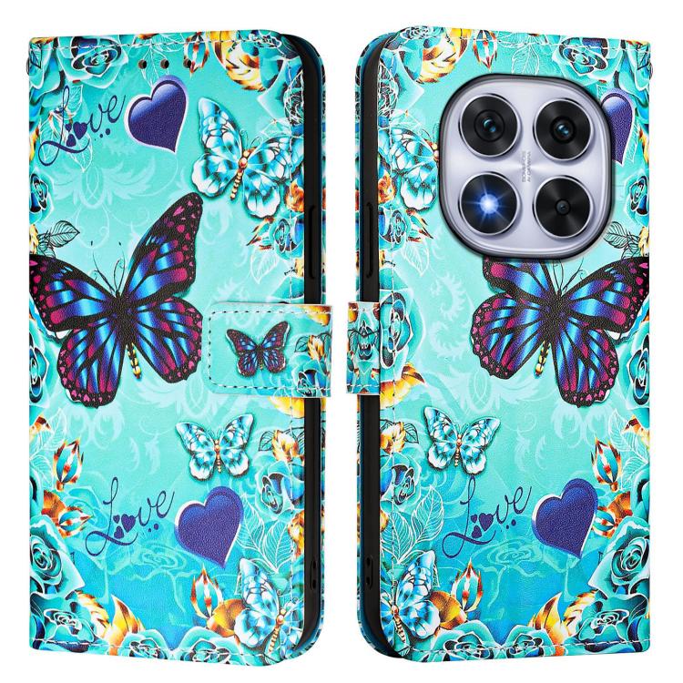 For Redmi Note 14 Pro 4G Colored Drawing Pattern Plain Weave Leather Phone Case